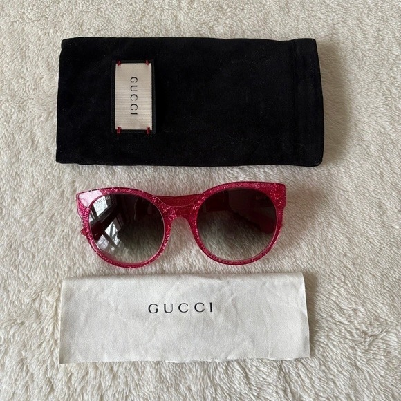 Gucci Women\'s‎ Gradient Cat Eye Sunglasses Sparkly Pink GG0035S main image 8
